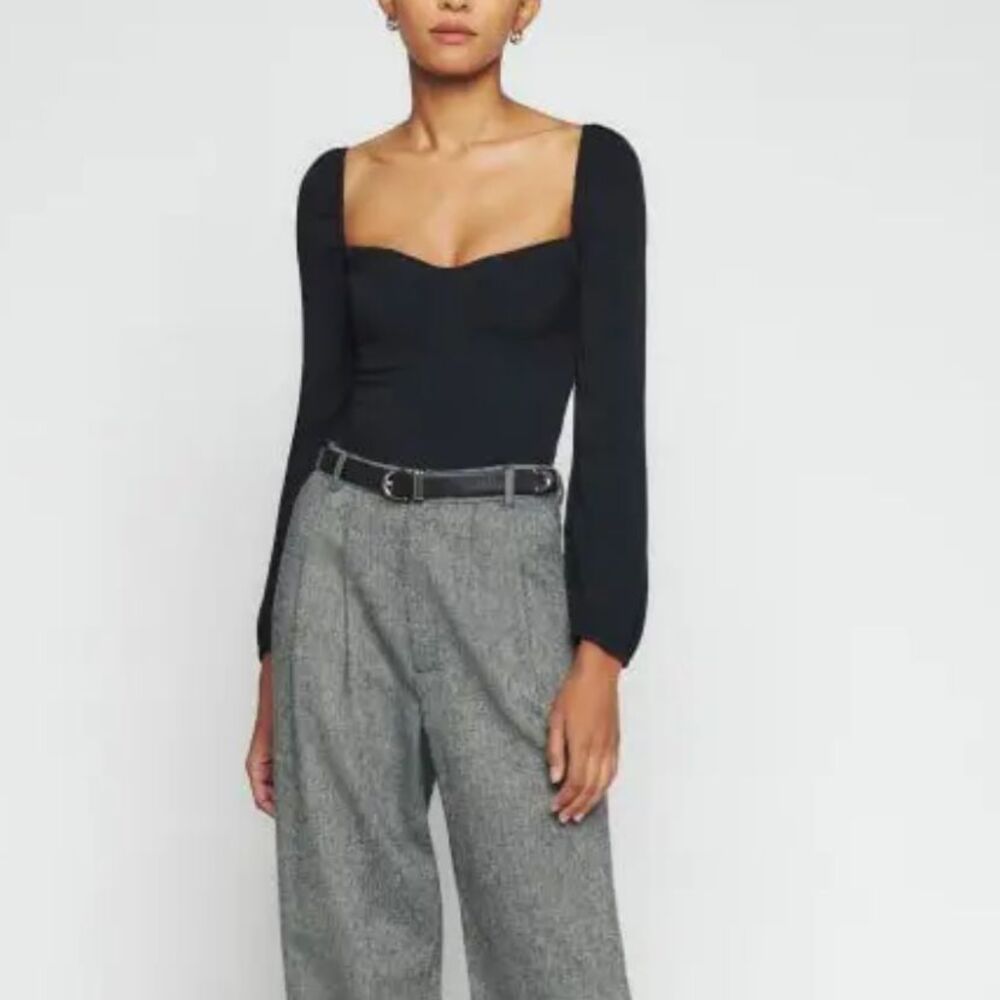 Reformation Reign Top sweetheart smocked crop womens Black (size 4) going out